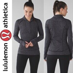 Lululemon Think Fast Pullover Mini Check Pique Pique Black Heathered Black 4